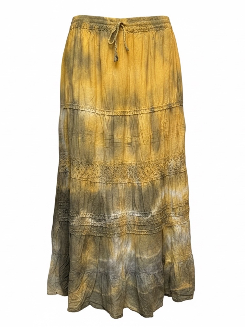 Costa Rican Yellow Tie-Dye Maxi Skirt